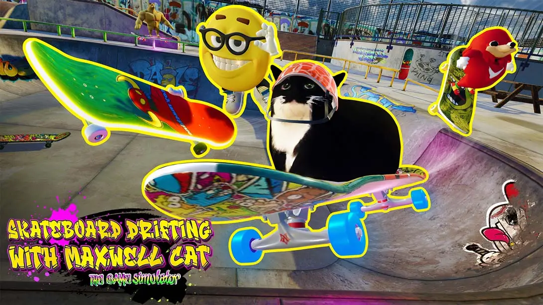 【美版】滑板漂流与麦克斯韦猫:游戏模拟器 Skateboard Drifting with Maxwell Cat: The Game Simulator-游糖YoTeb